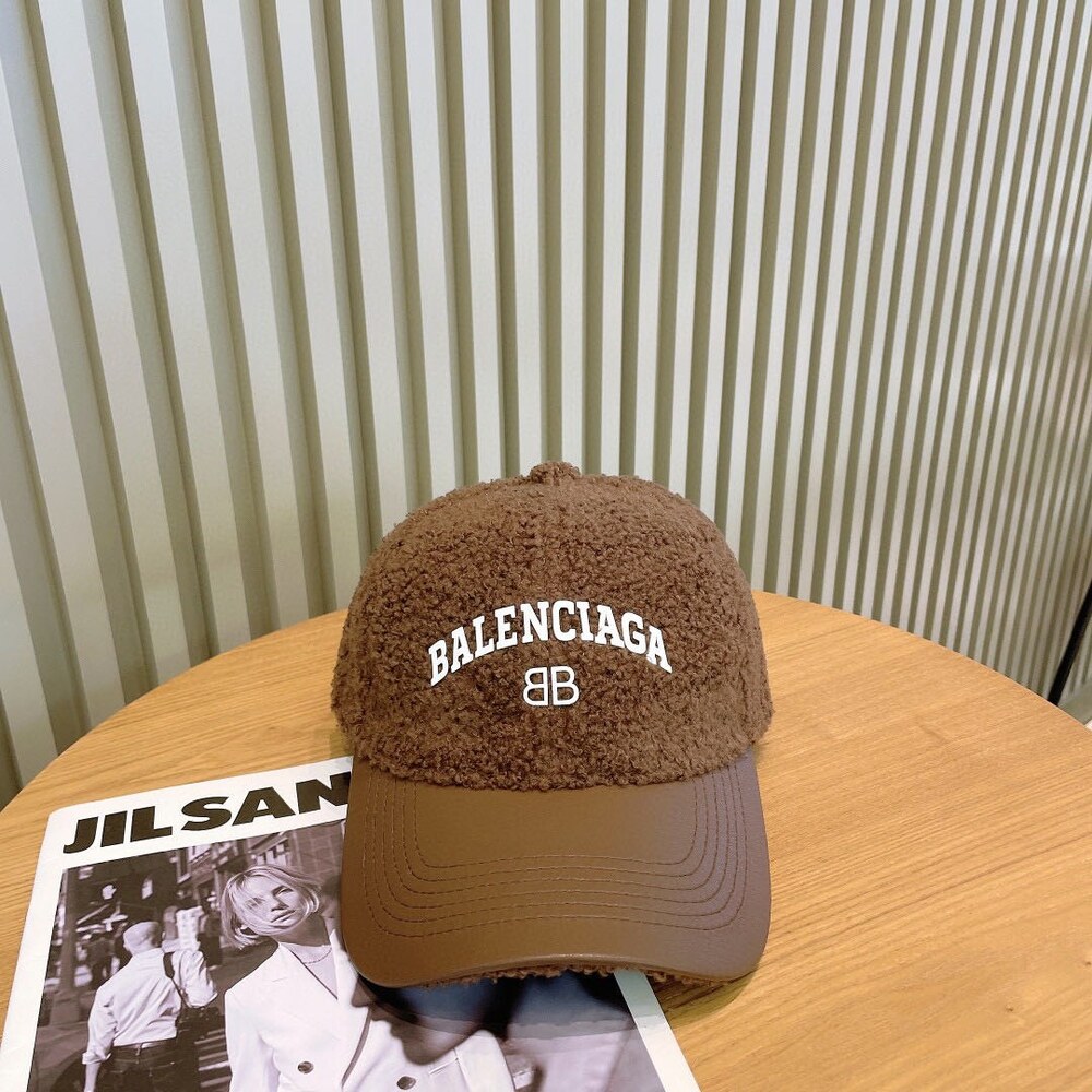 Balenciaga Teddy Leather Baseball Cap in Brown